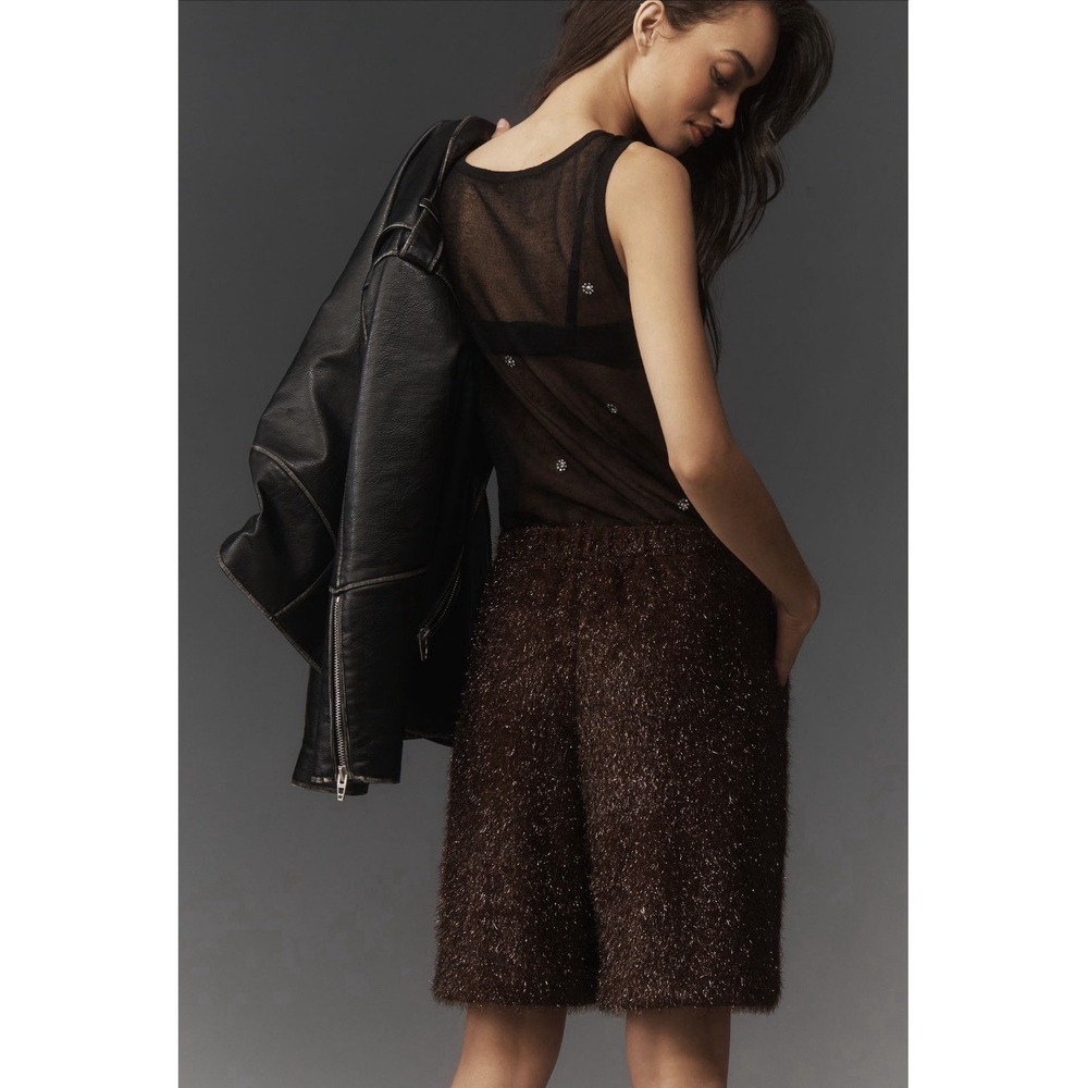 ANTHROPOLOGIE MAEVE Women's New Long Shorts MEDIUM Tinsel High Rise Pull On - Picture 5 of 16